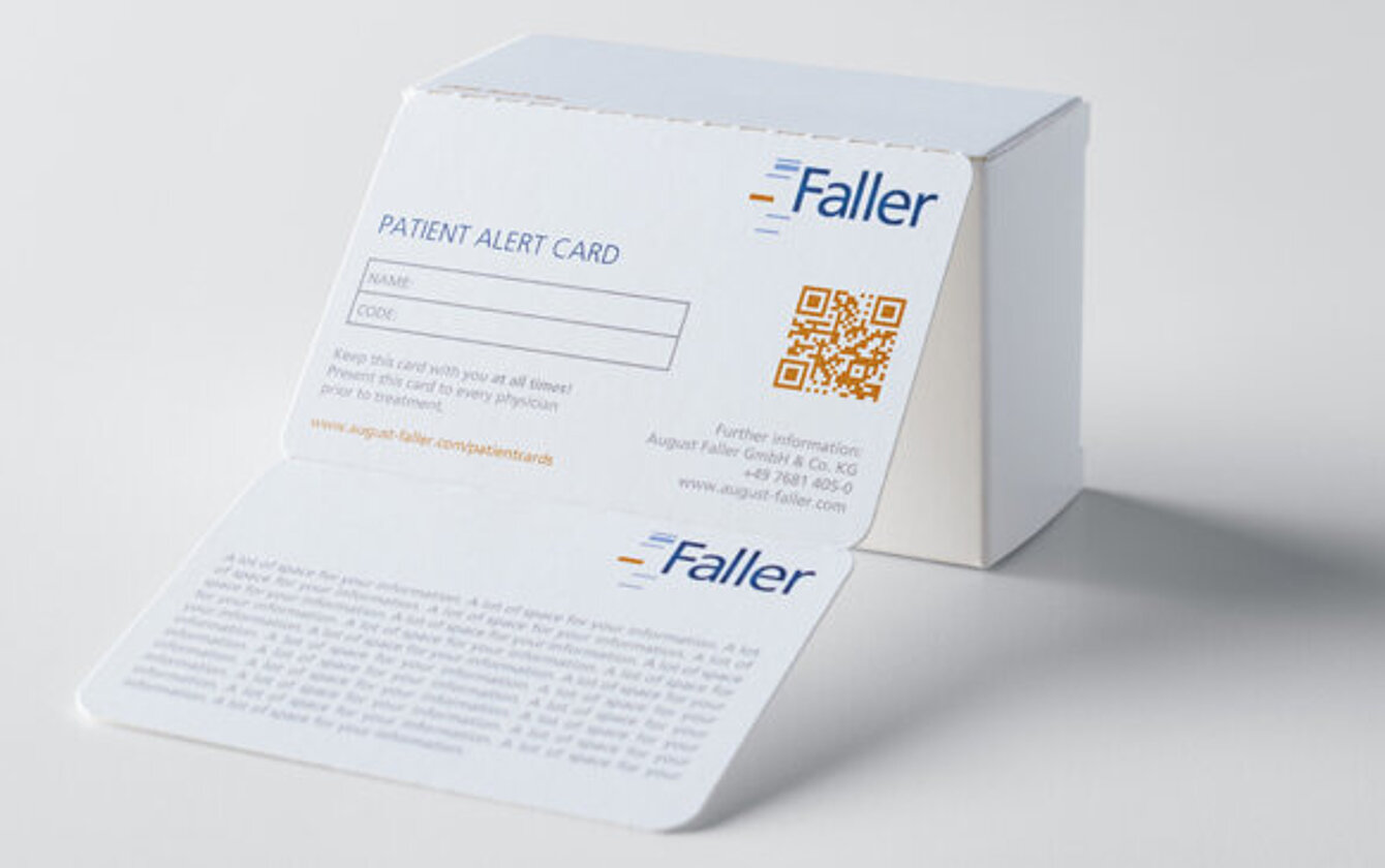 Patient Alert Card von Faller Packaging als herausnehmbare Dokumentationslösung in der Arzneimittelverpackung